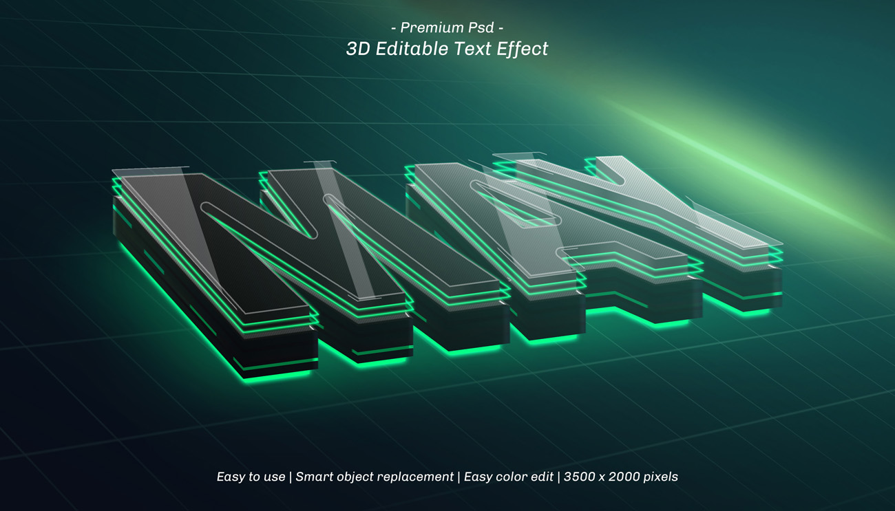 三维立体字体特效文本可编辑PSD样机模板素材 3d edit