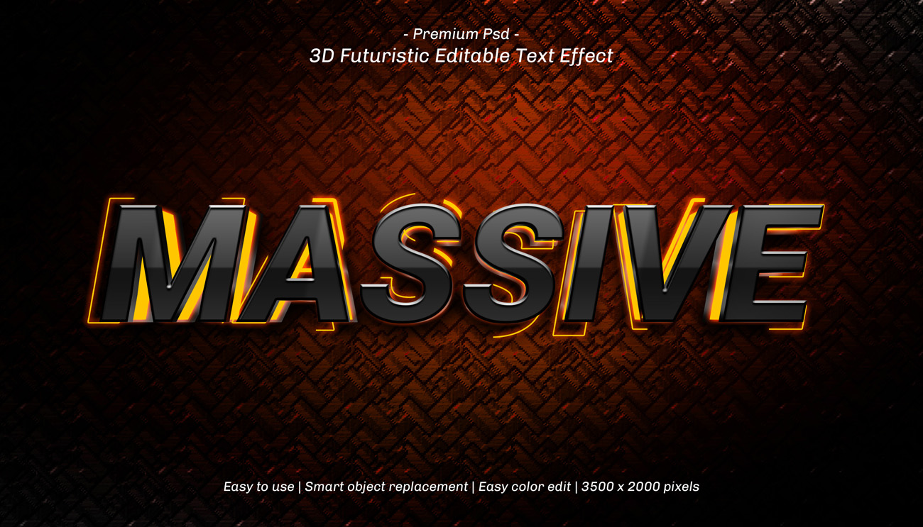 三维立体字体特效文本可编辑PSD样机模板素材 3d edit