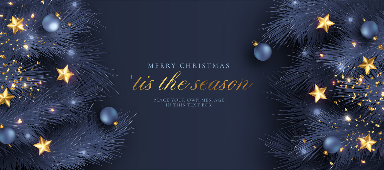 深蓝金色系列圣诞节装饰新年促销海报EPS矢量模板素材