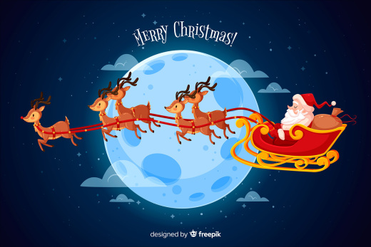 卡通可爱的圣诞老人驯鹿圣诞节装饰元素矢量图片素材