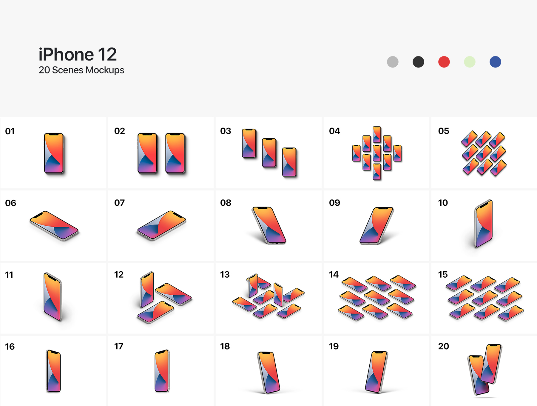 20个iPhone 12样机UI设计提案APP样机模板 iP