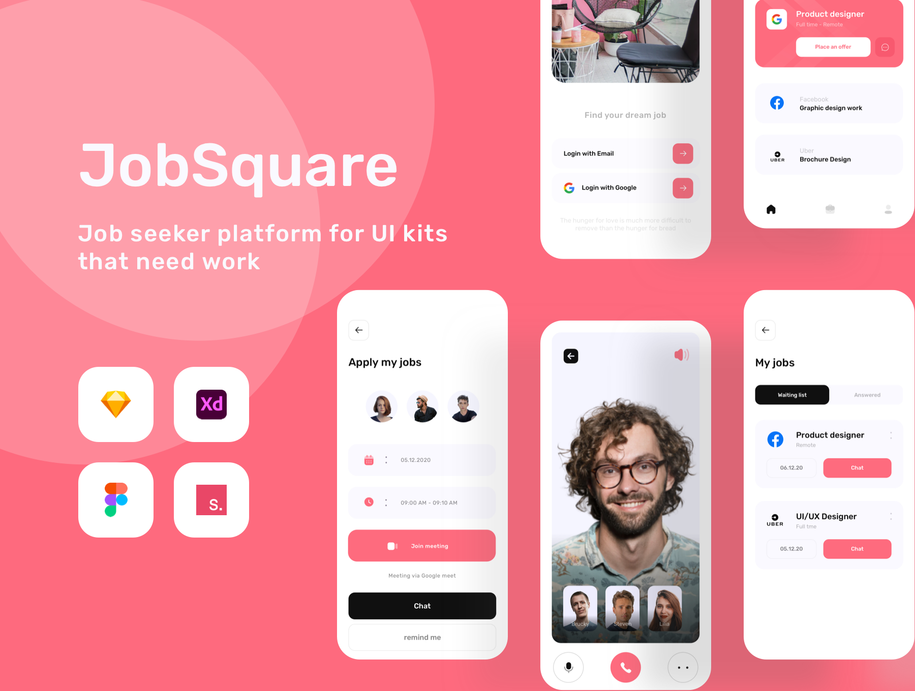 求职招聘移动APP界面UI素材 Jobsquare - Jo