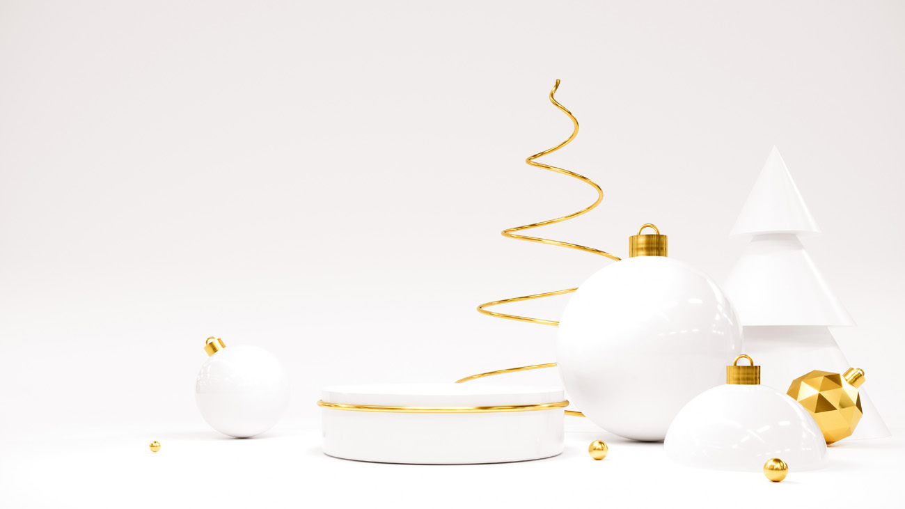 金色概念圣诞树新年圣诞节装饰元素3D渲染合成高清背景 3d