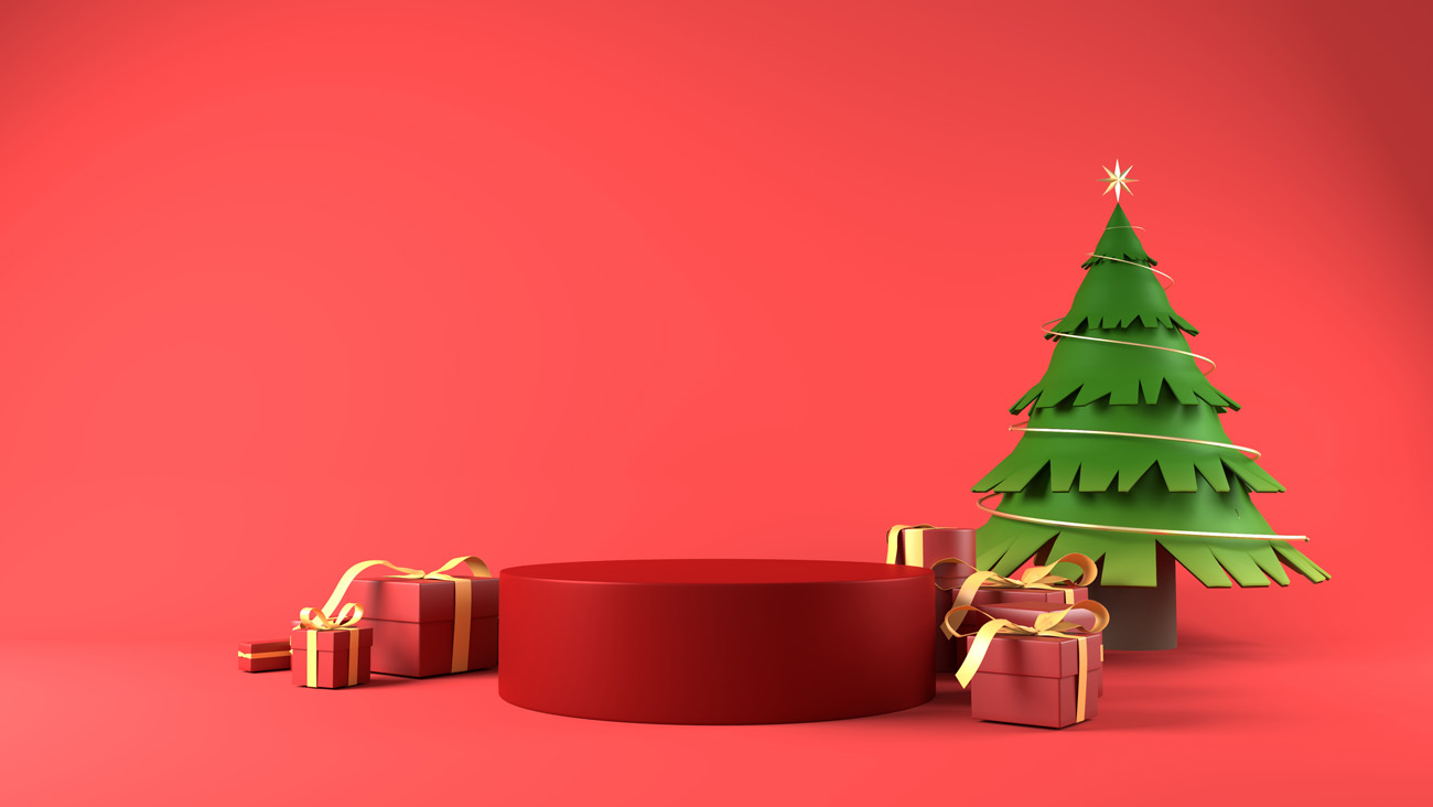圣诞树新年圣诞节装饰元素3D渲染合成高清背景 3d rend
