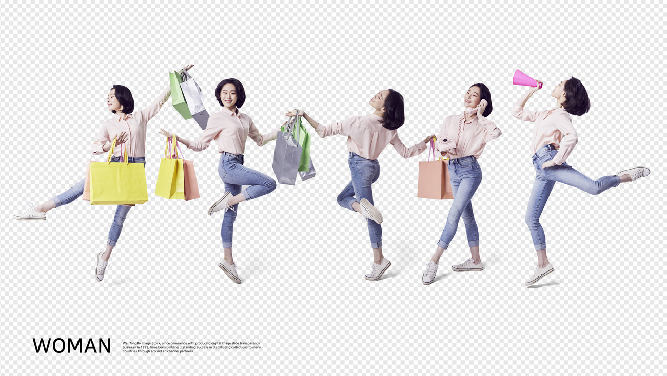 亚洲正在shopping购物的女人高清人物职业免抠图素材合辑