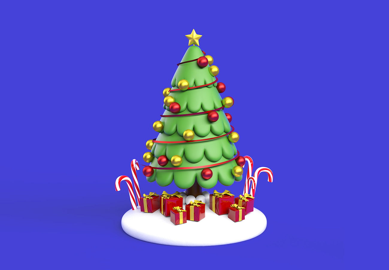 冬季极简主义3D可爱卡通圣诞节装饰元素