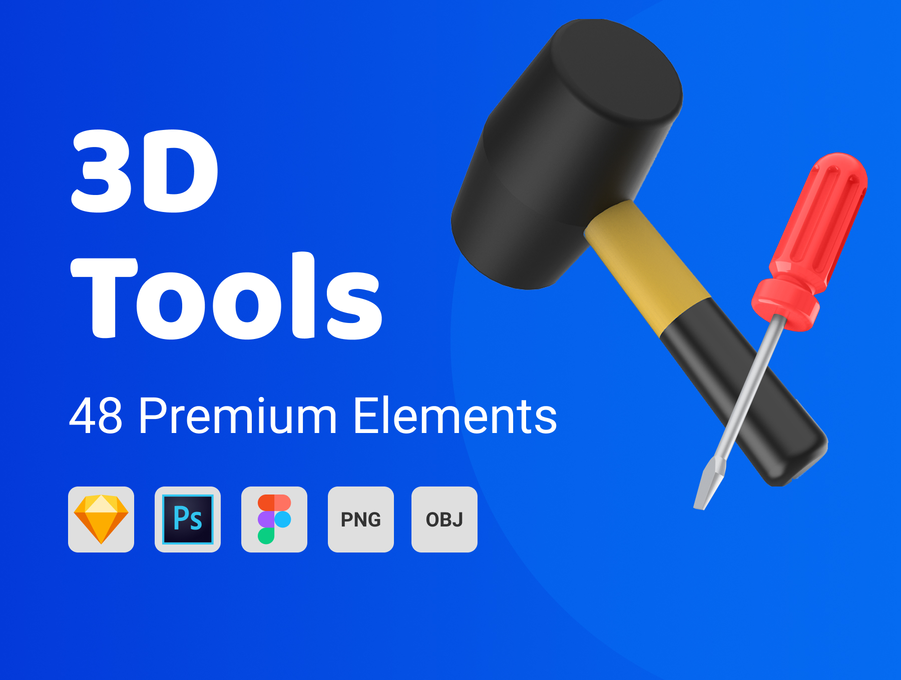 高质量3D渲染各种工具图标集 3D Tools