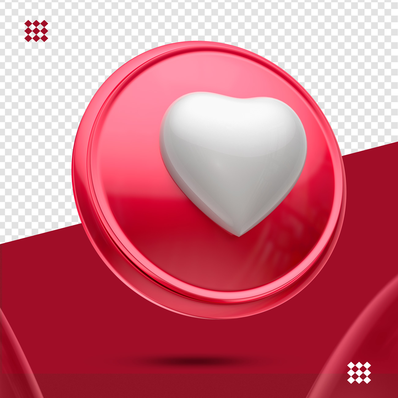 三维立体Ins图标素材 Red button with wh