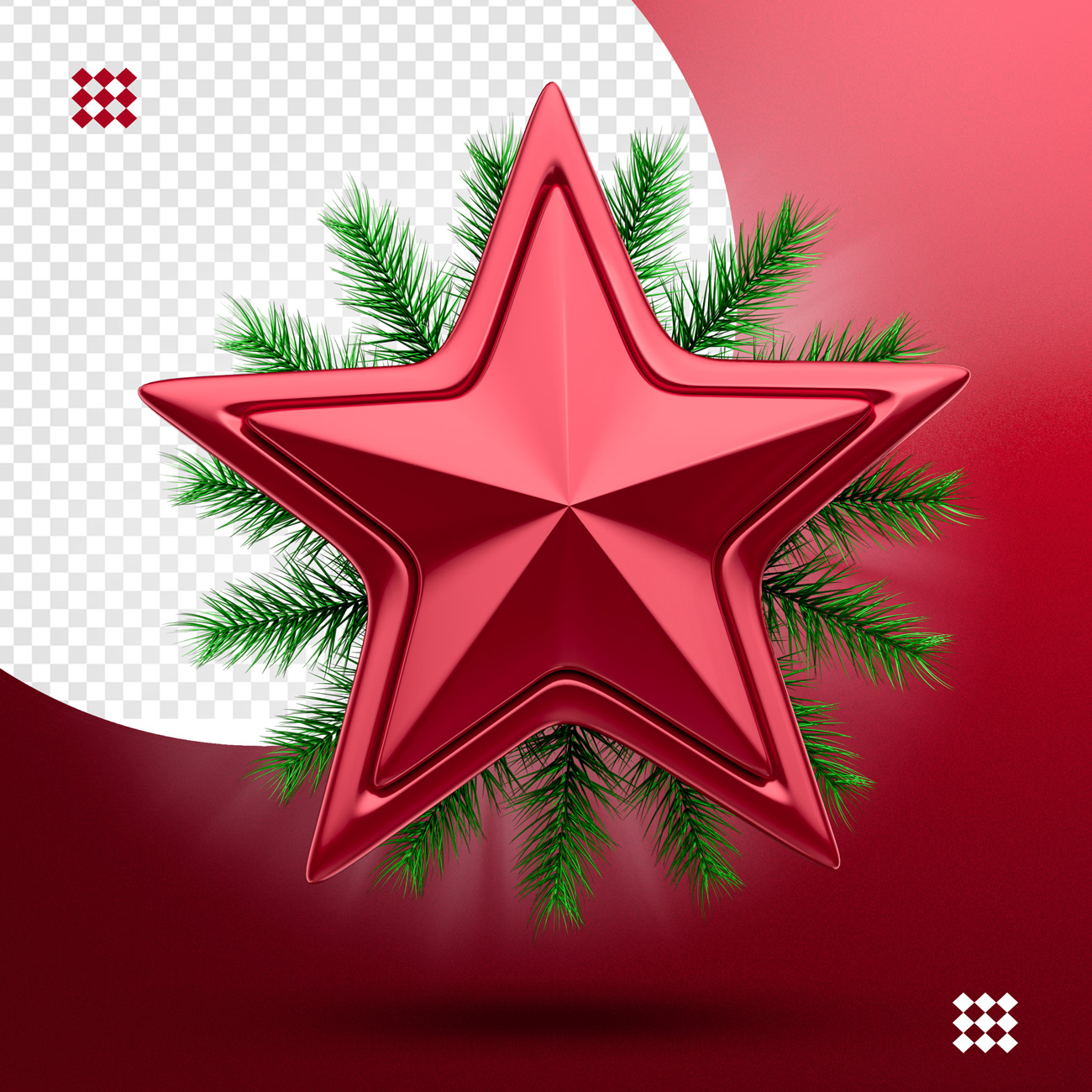 圣诞节五角星三维立体图标素材 3d christmas st