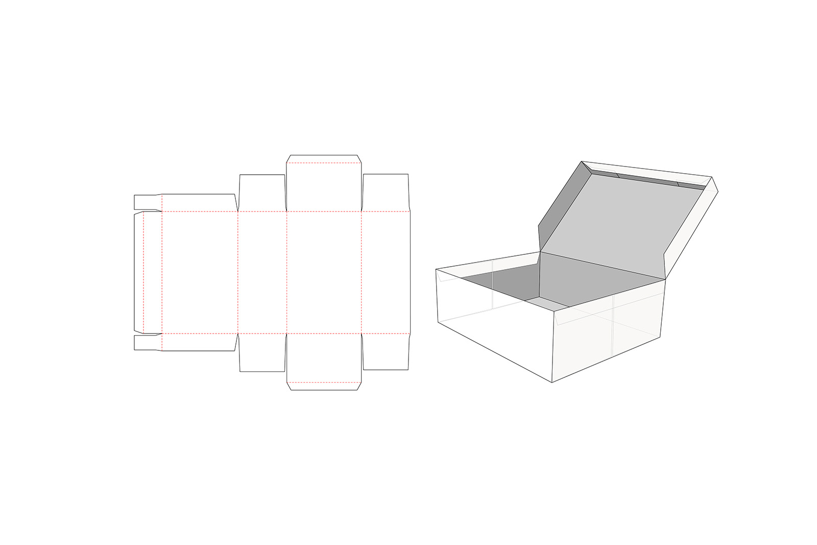 包装设计模切图刀模图EPS矢量模板 Box cut out