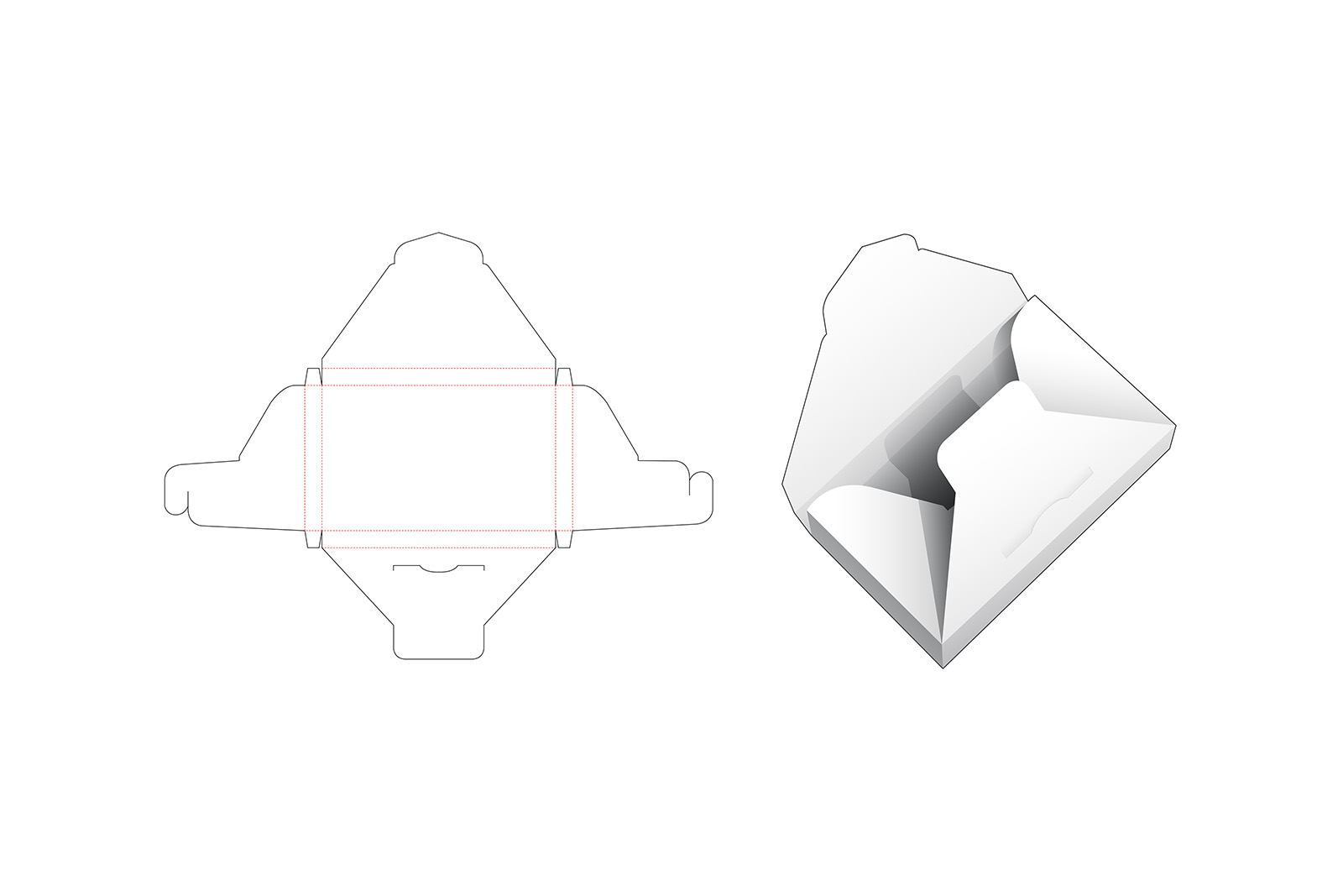 包装设计模切图刀模图EPS矢量模板 Box cut out