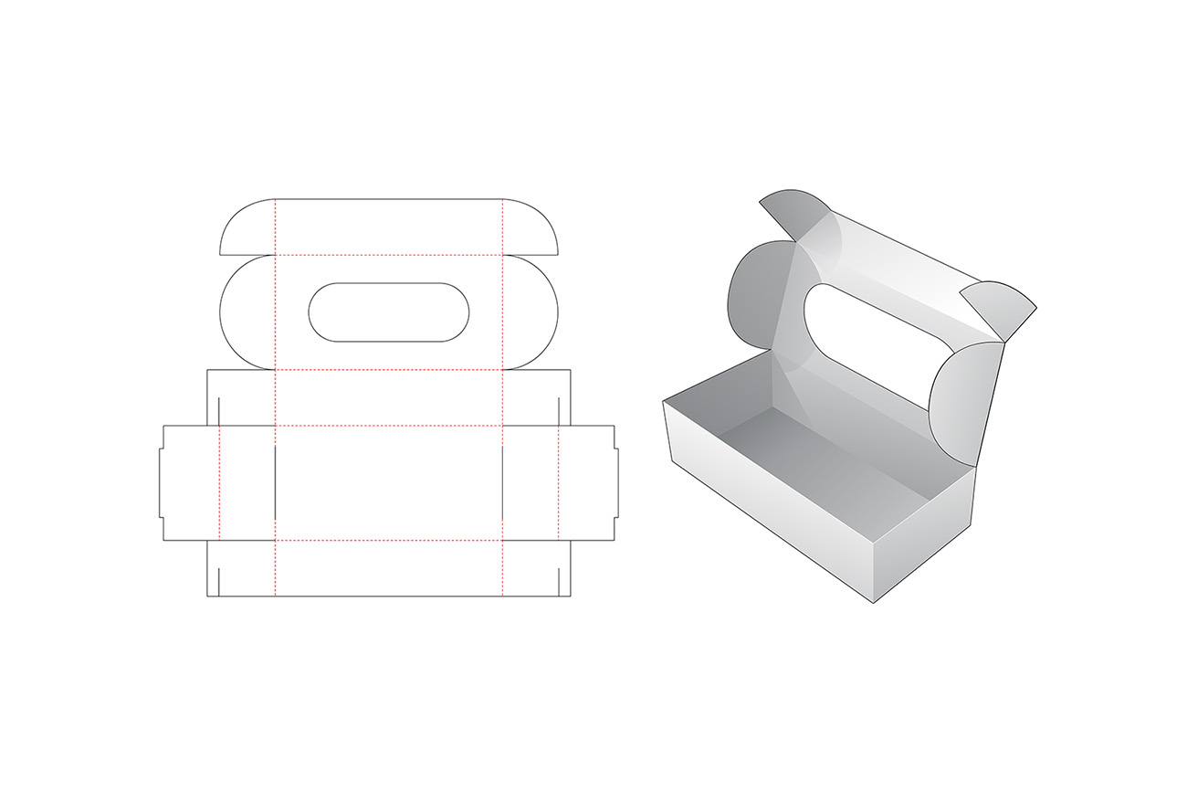 顶部带有窗口的包装盒设计模切图刀模图EPS矢量模板 Cake