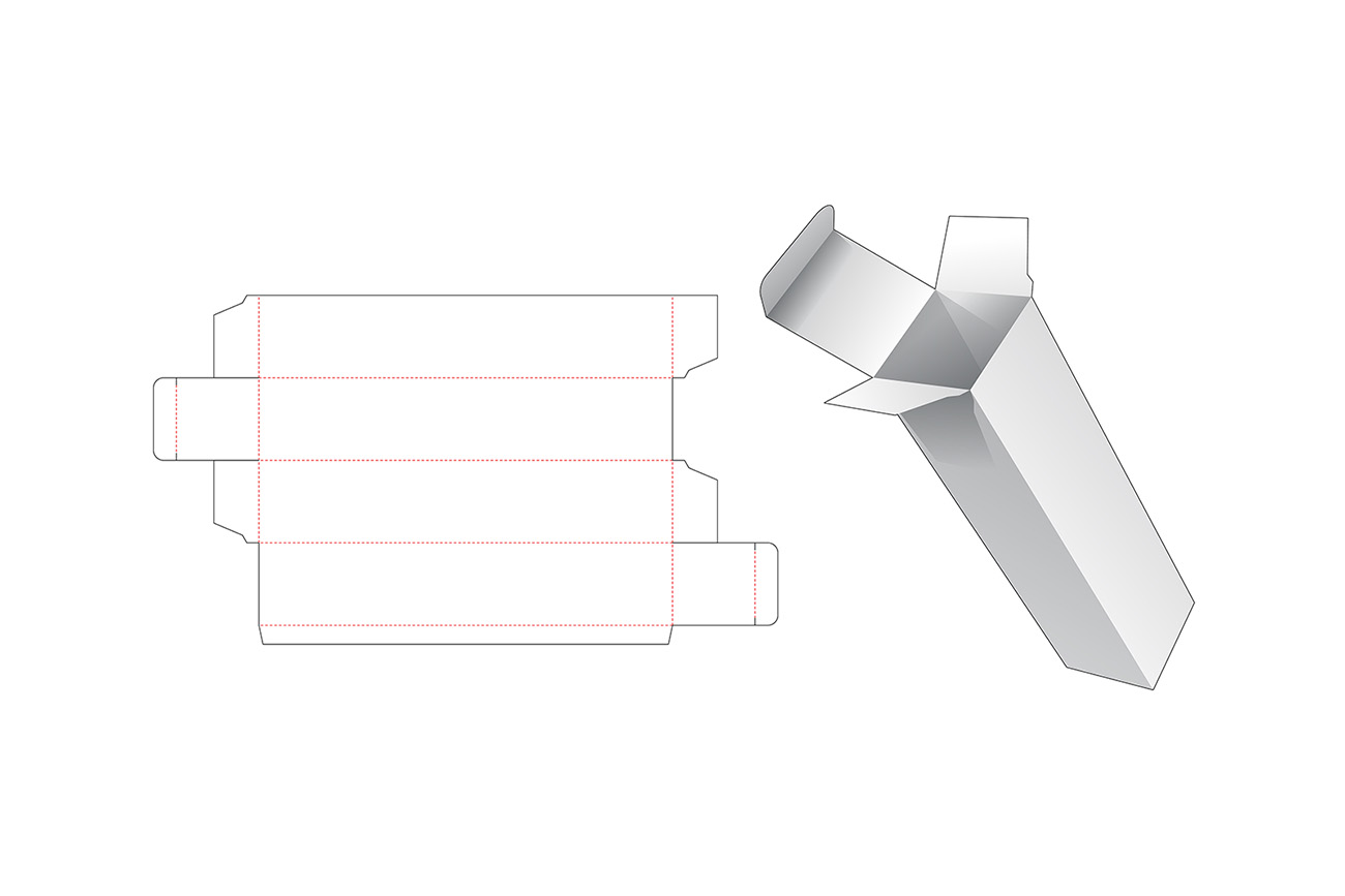 长条方形包装盒设计模切图刀模图EPS矢量模板 Tall pa