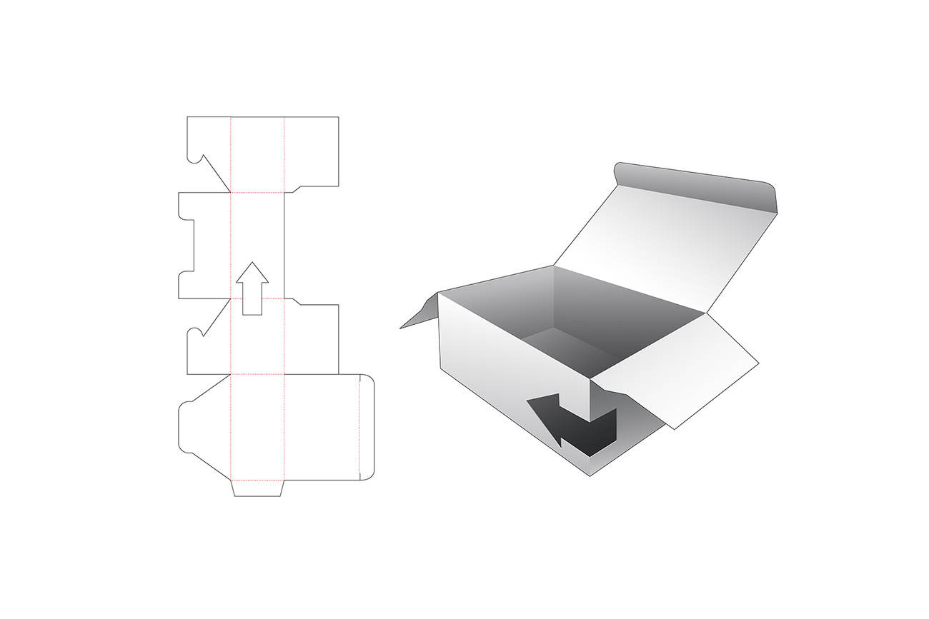 快递包装盒设计模切图刀模图EPS矢量模板 Box with