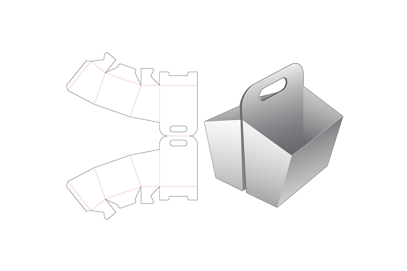 双零食容器食品包装设计模切图刀模图EPS矢量模板 Doubl