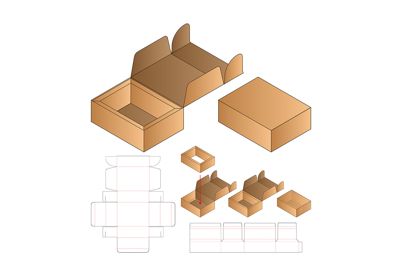 包装设计模切图刀模图EPS矢量模板 Box cut out