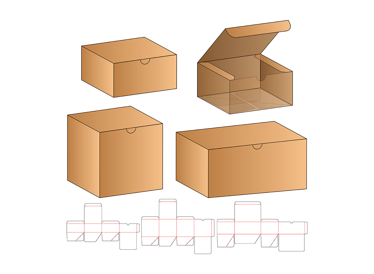 包装设计模切图刀模图EPS矢量模板 Box cut out