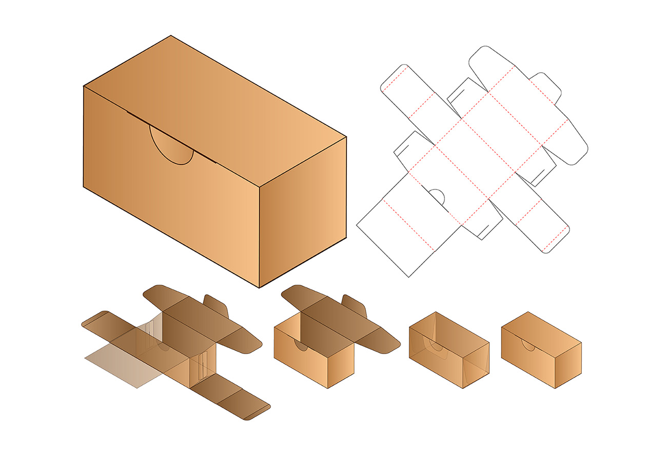 包装设计模切图刀模图EPS矢量模板 Box cut out