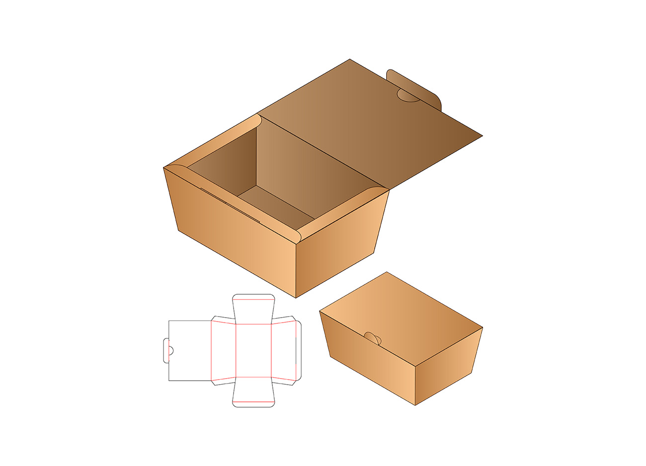 包装设计模切图刀模图EPS矢量模板 Box cut out