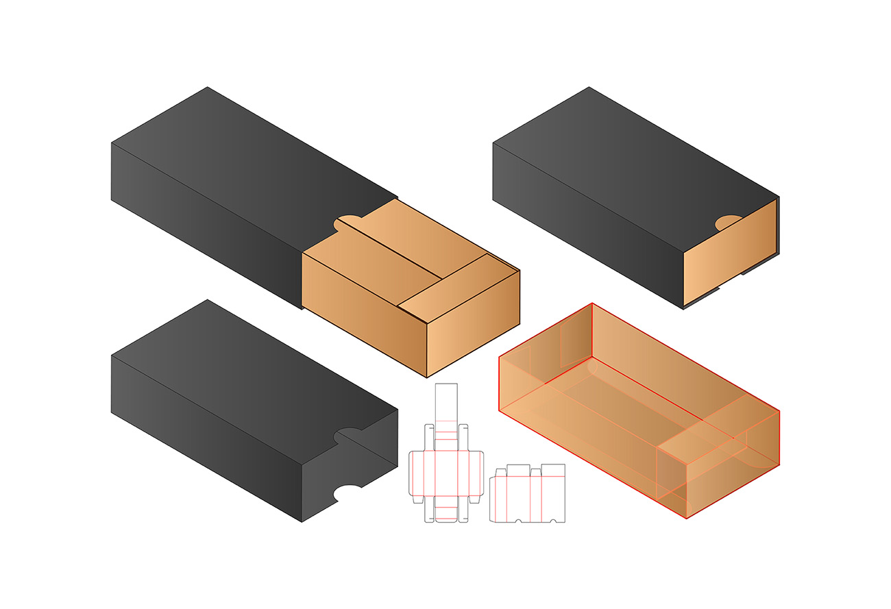 包装设计模切图刀模图EPS矢量模板 Box cut out