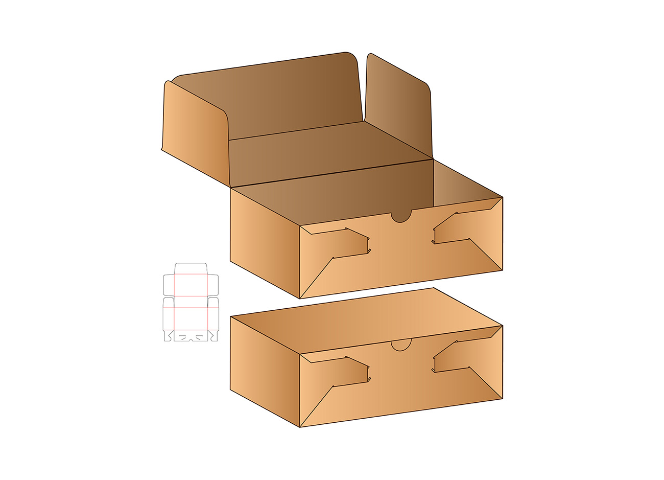 包装设计模切图刀模图EPS矢量模板 Box cut out