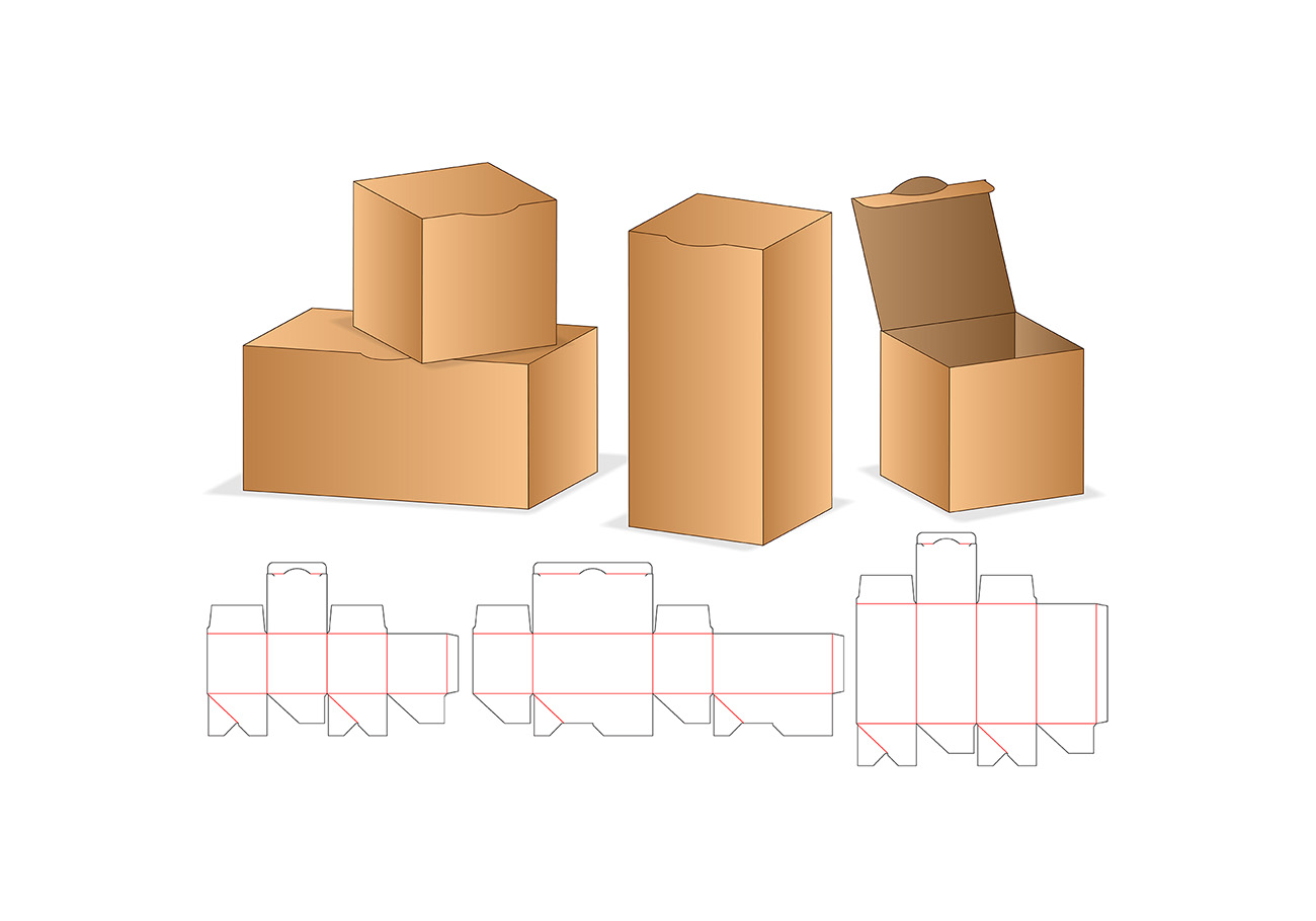 包装设计模切图刀模图EPS矢量模板 Box cut out