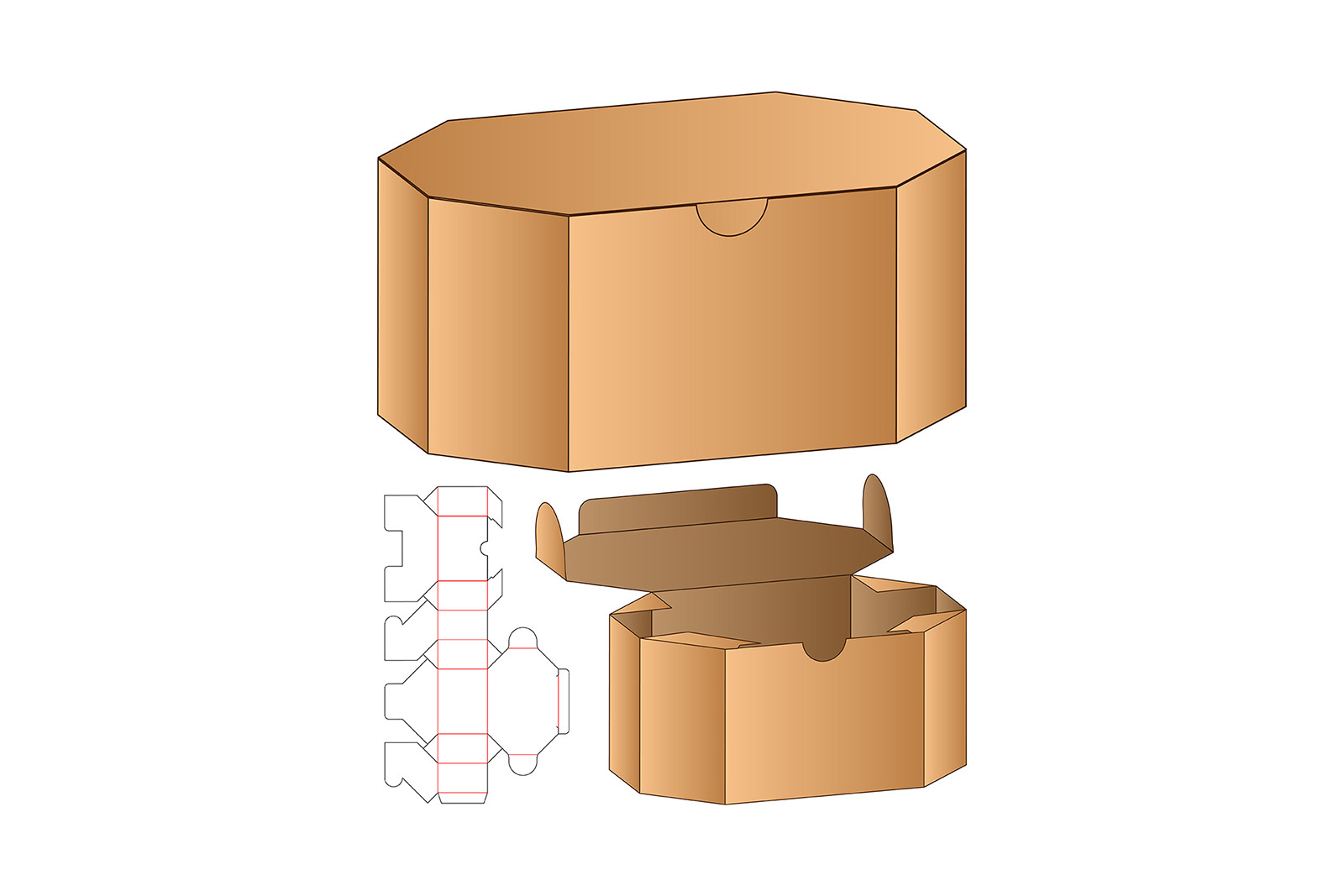 包装设计模切图刀模图EPS矢量模板 Box cut out