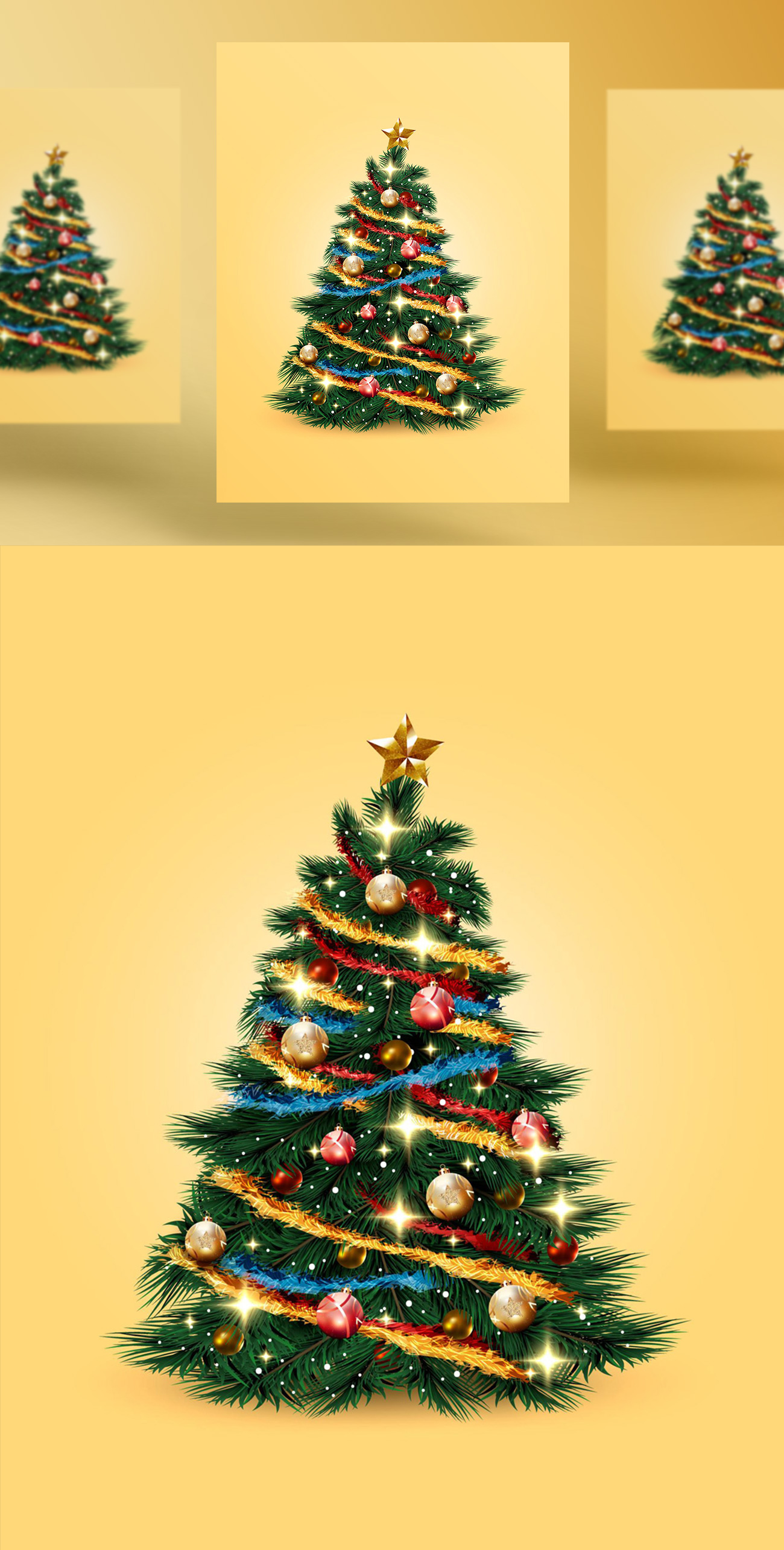 圣诞树新年圣诞节装饰元素AI矢量插画素材