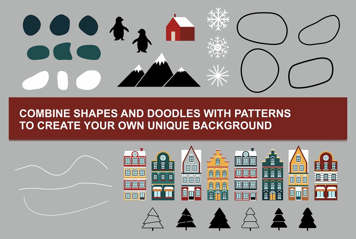 北欧冬季圣诞节贺卡插画图案EPS矢量素材 Nordic Wi