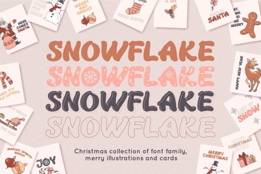 冬天雪花圣诞节英文字体免费下载 Snowflake Chri