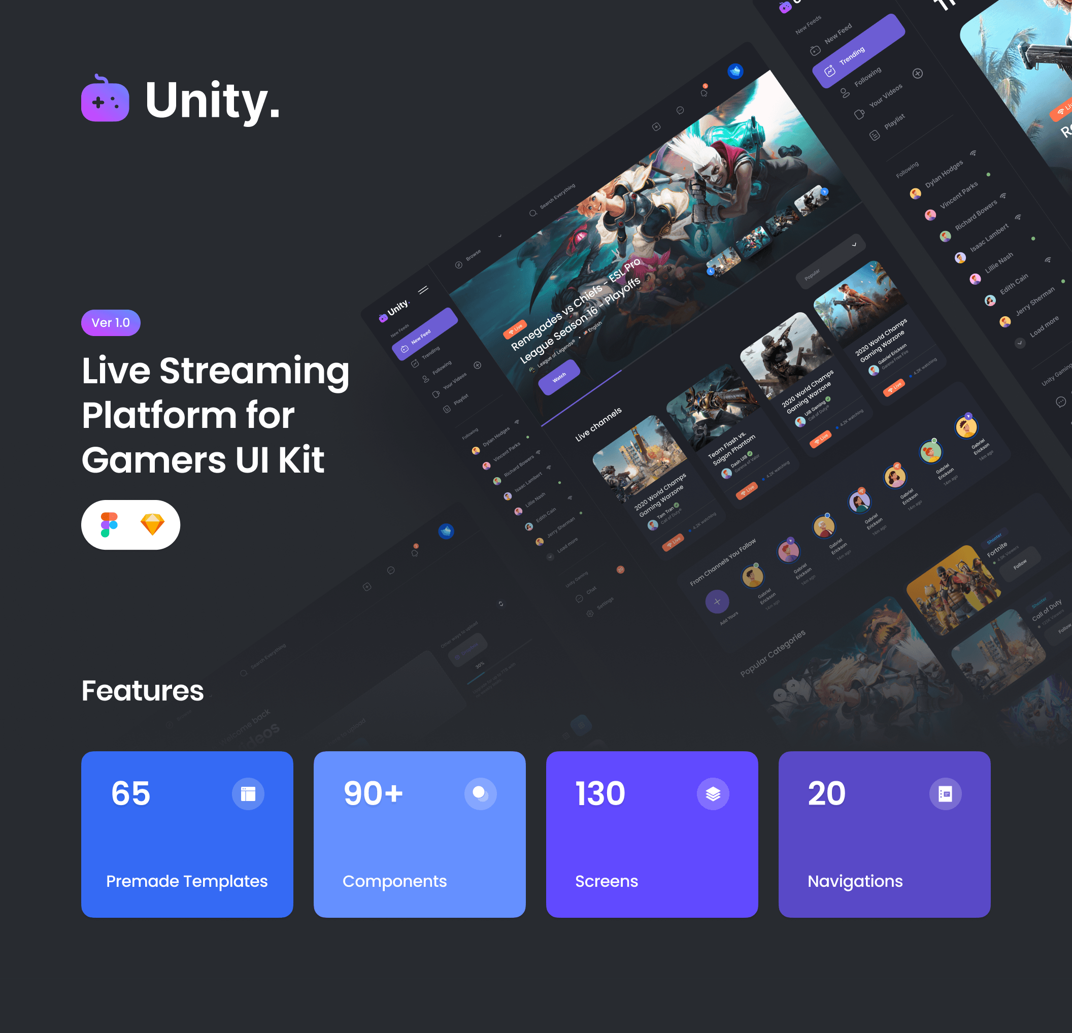 游戏仪表盘Web APP响应式网站界面UI素材 Unity