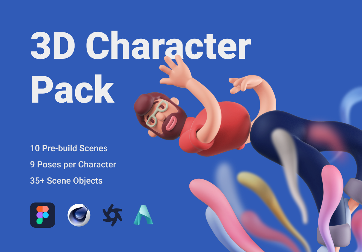 栩栩如生的3D人物插画素材包 3D Character Pa