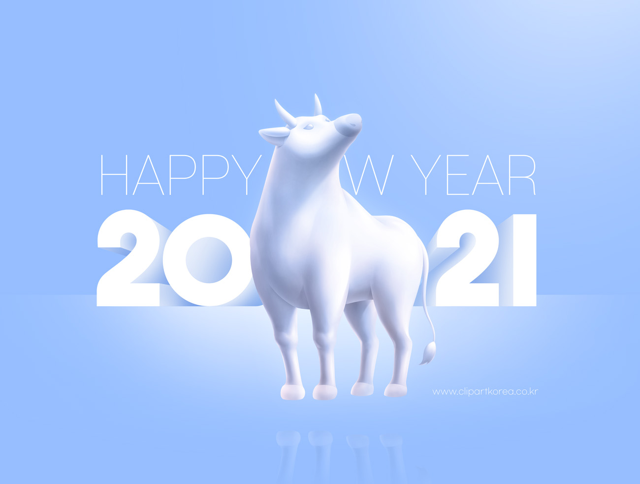 2021年高端辛丑年牛年新年快乐3D渲染元素海报PSD模板