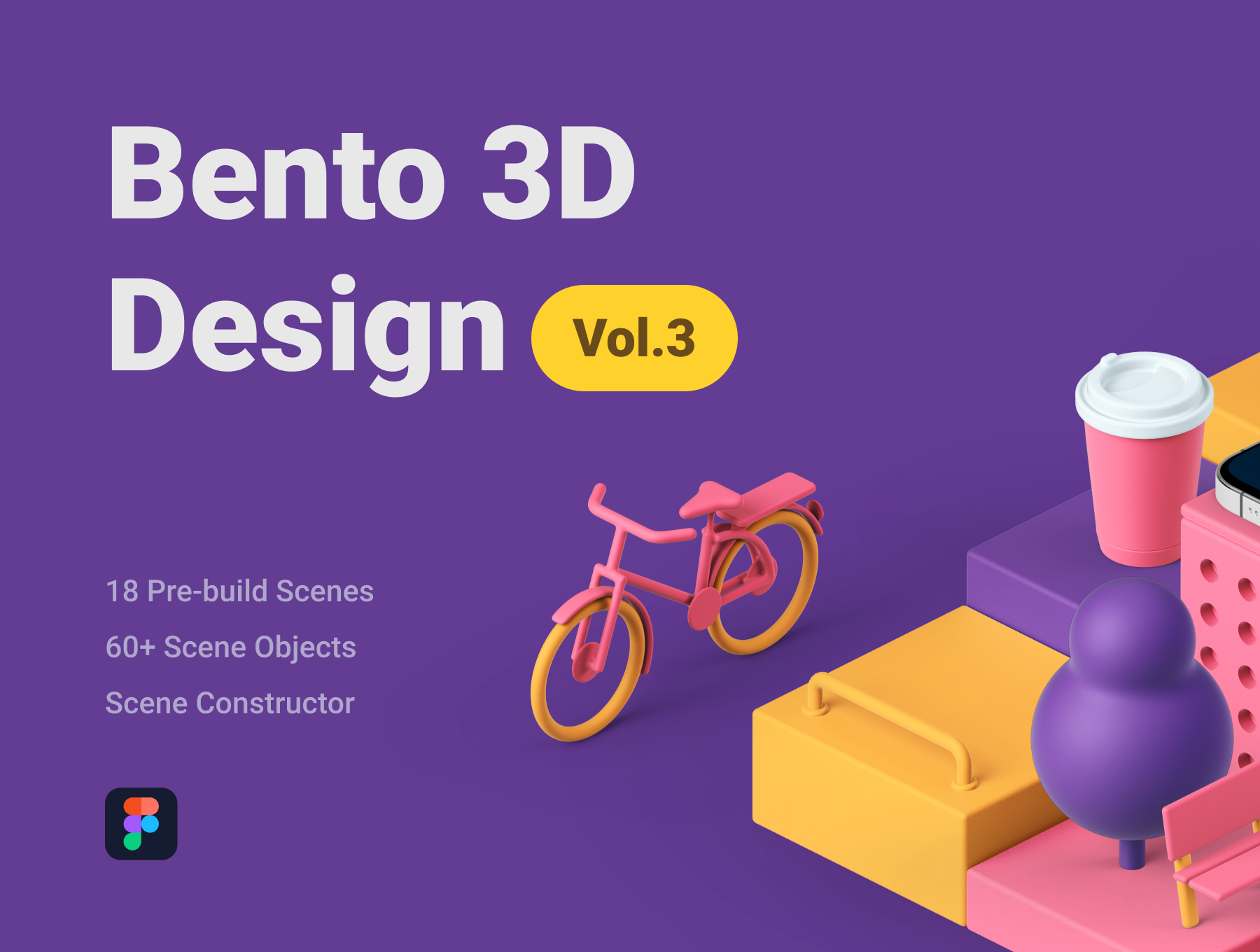3D视觉设计系统元素场景图标素材 Bento 3D Desi