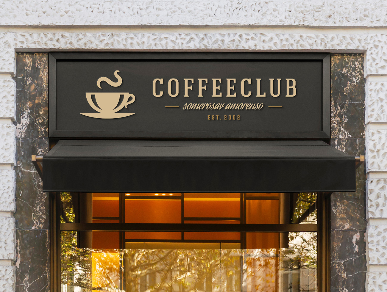 咖啡馆和咖啡门店徽标LOGO设计提案样机模板 Cafe an