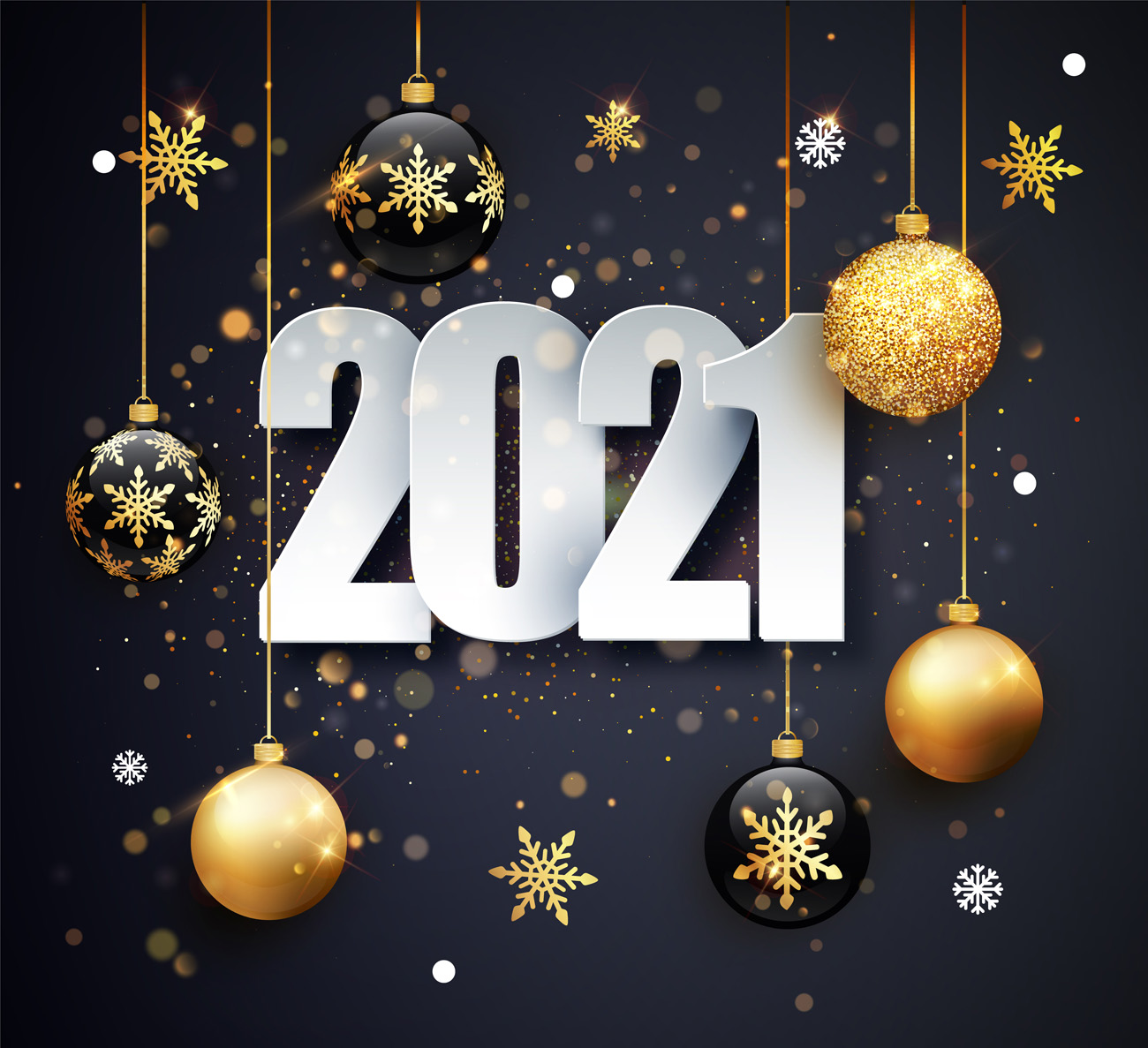 2021新年立体主题字圣诞球元旦贺卡节日活动展板EPS矢量海