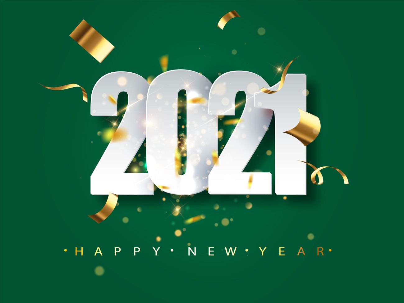 2021新年绿色背景立体主题字元旦贺卡节日活动展板EPS矢量
