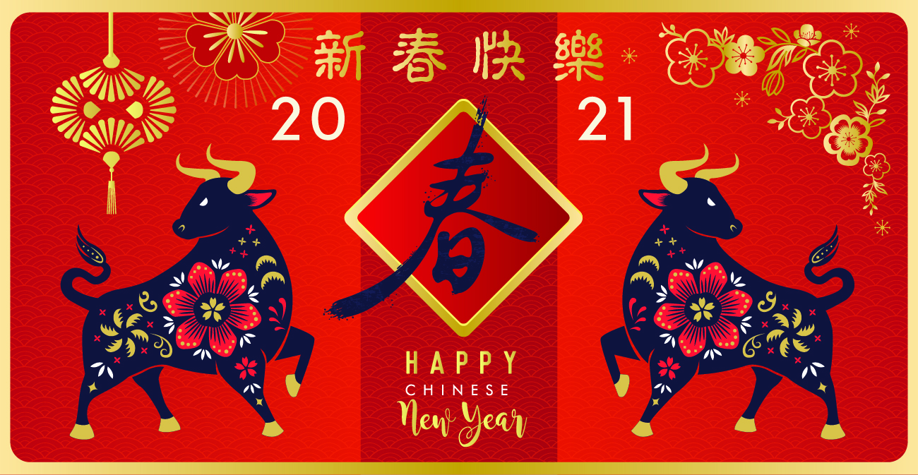 2021中国牛年生肖剪纸风格新春快乐新年快乐东方传统风格海报