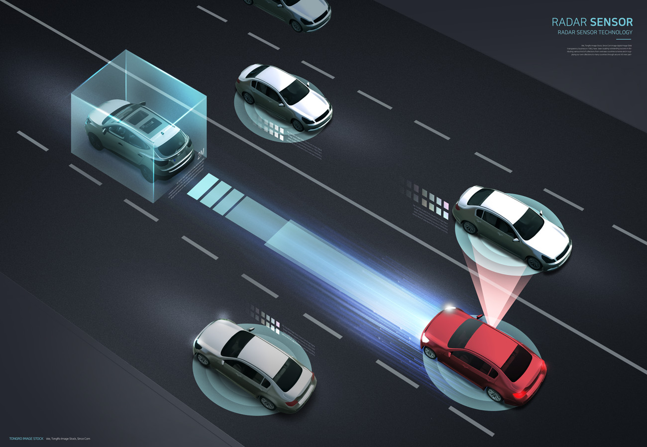 自动驾驶汽车辅助车道偏移预警车距监控高新科技雷达传感器技术概
