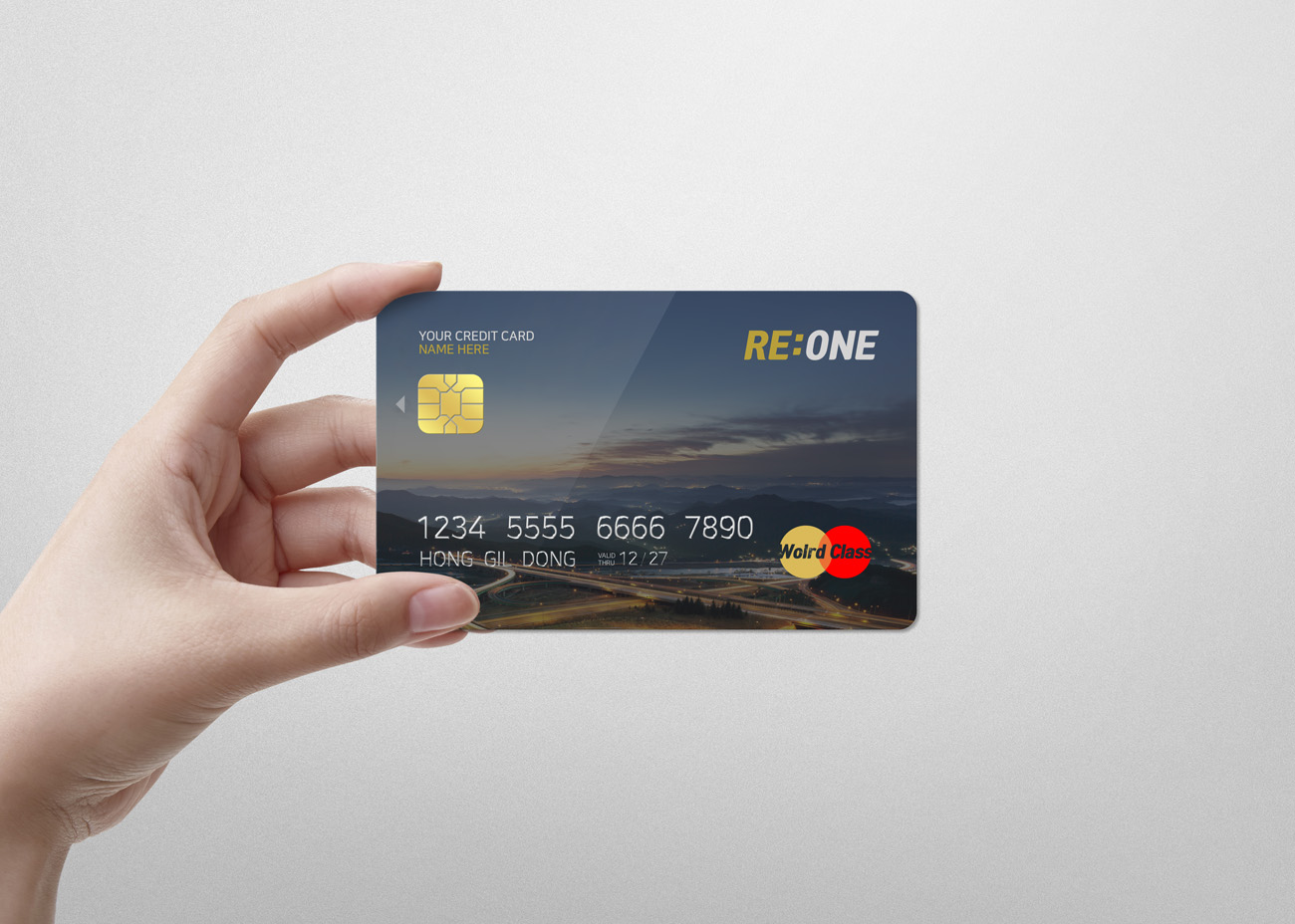 手持信用卡银行卡储蓄卡设计提案样机PSD模板 Credit