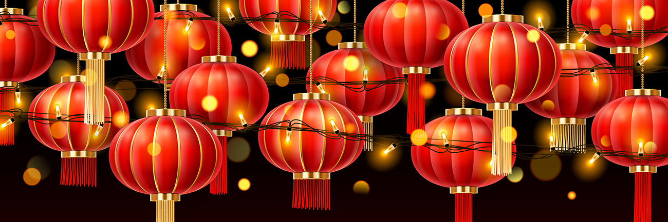 中国灯笼或纸灯东方日式传统经典新年节日装饰元素矢量素材