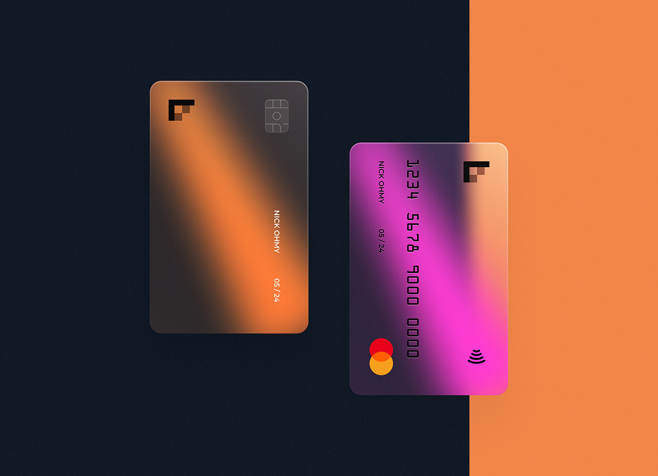 毛玻璃透明信用卡银行卡储蓄卡个性设计提案样机模板 Gloss
