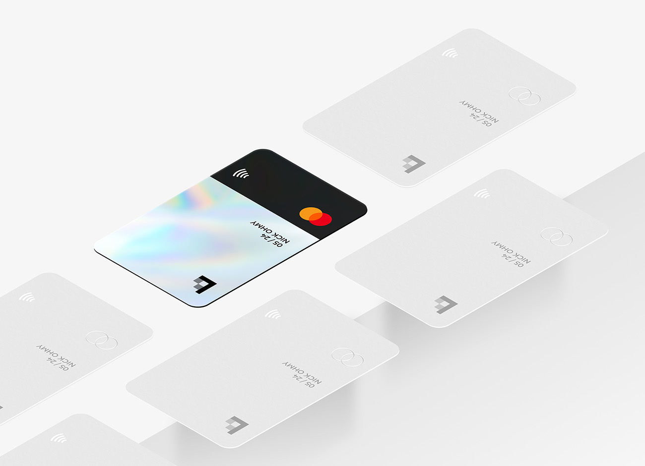 毛玻璃透明信用卡银行卡储蓄卡个性设计提案样机模板 Gloss