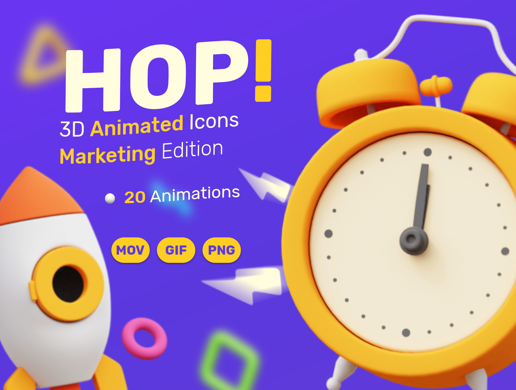 3D卡通网页APP UI动画图标素材合辑 HOP! Mark