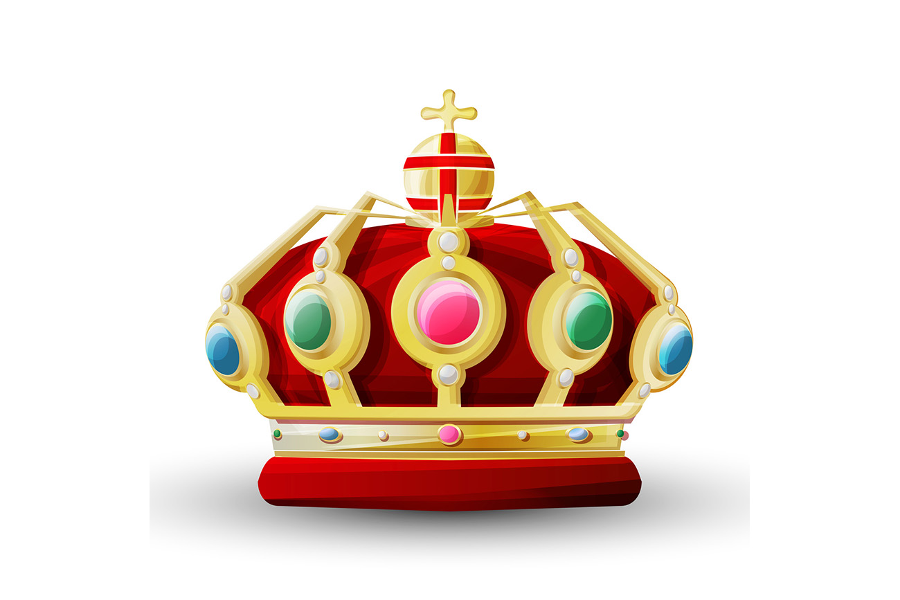 镶钻宝石红色皇家王冠皇冠矢量图标插图元素装饰EPS矢量素材
