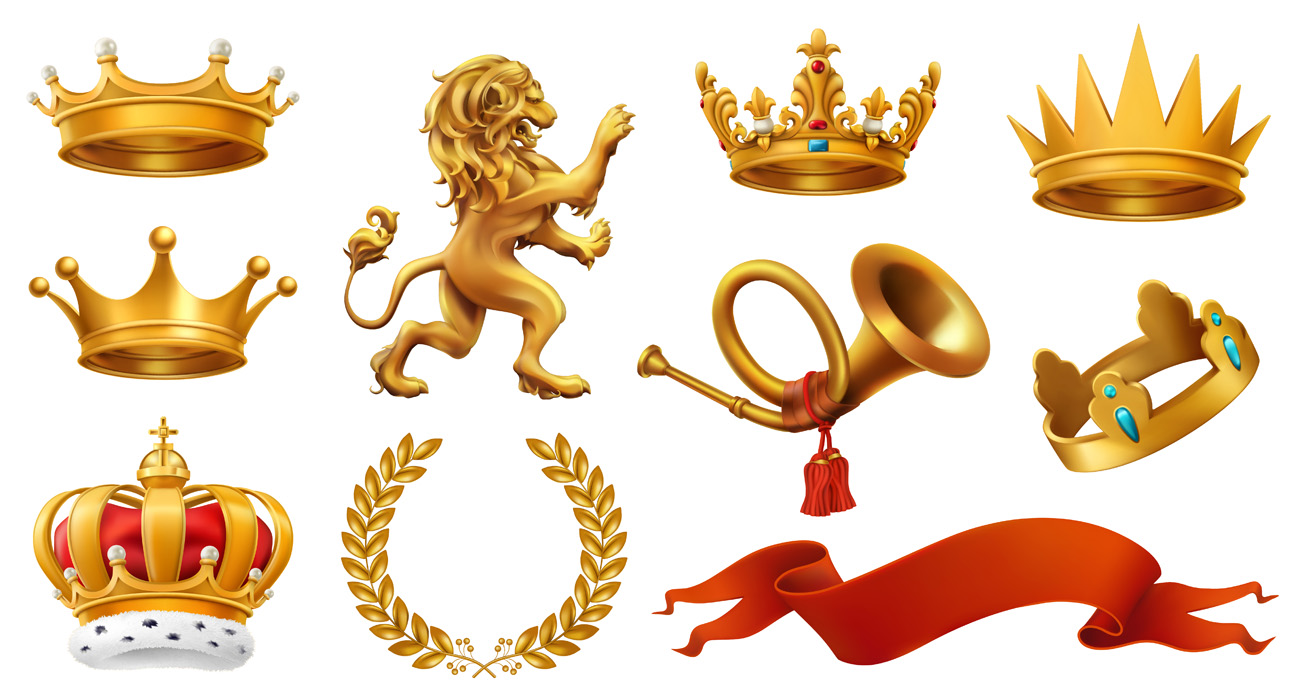皇家王冠皇冠矢量图标插图元素装饰EPS矢量素材 Golden