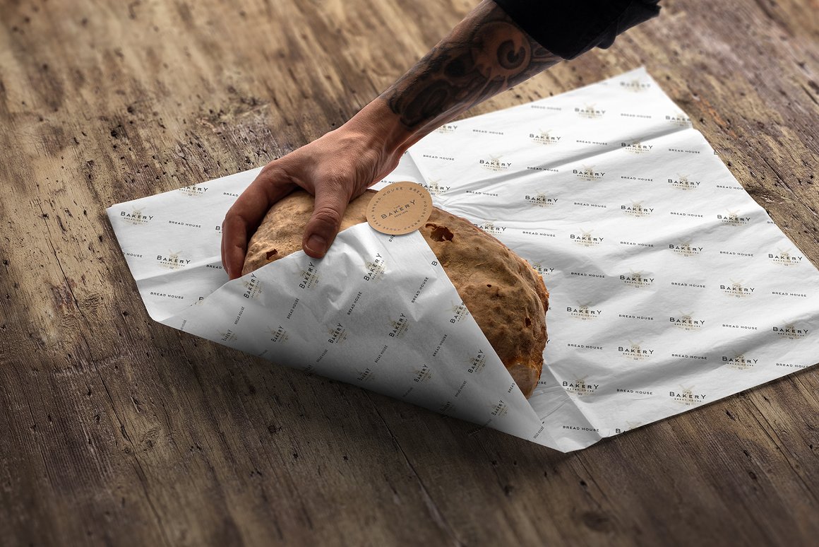 烘焙面包店面包房品牌包装设计样机PSD模板 Bakery B