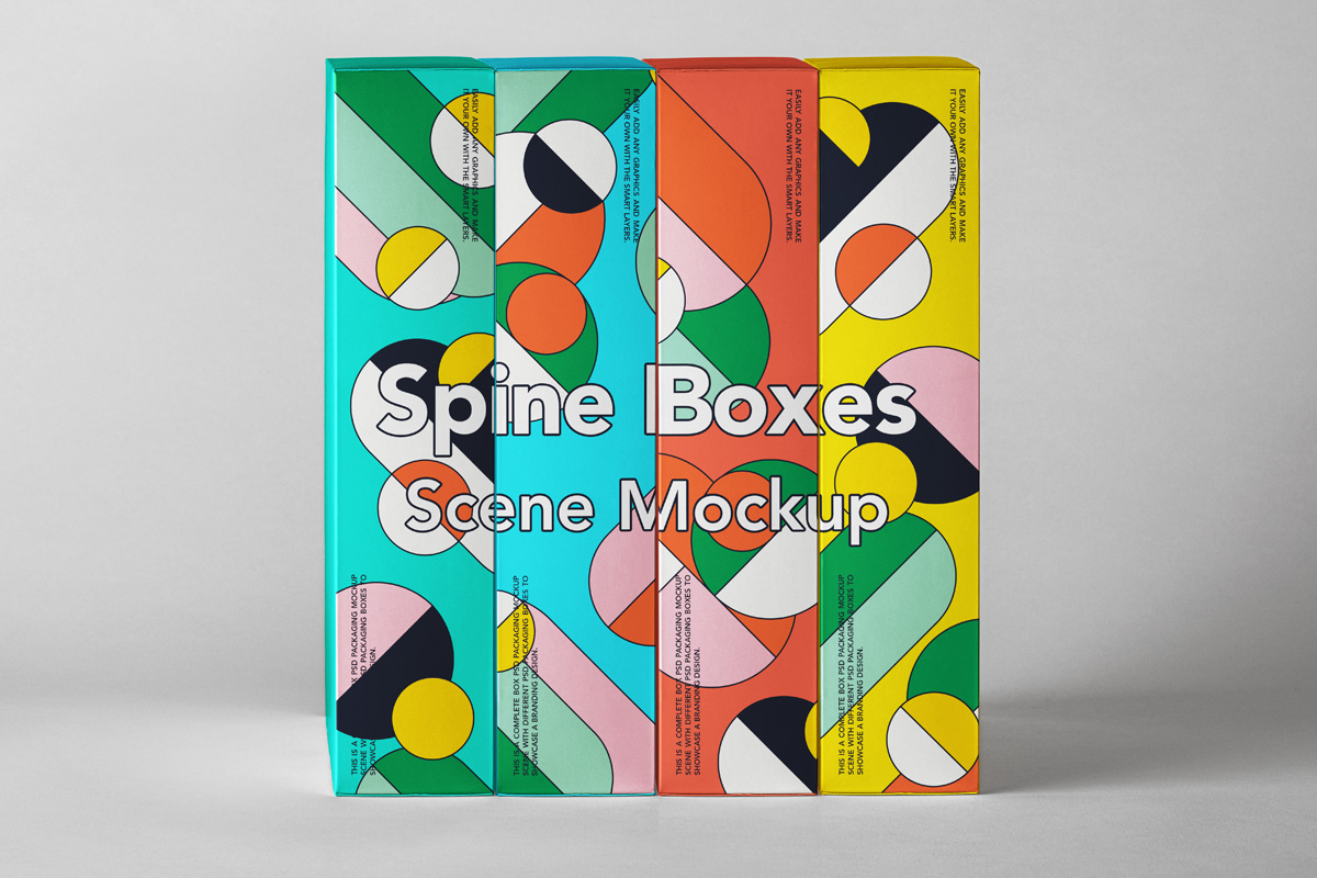 盒子封面设计品牌提案样机模板 Spine Psd Boxes