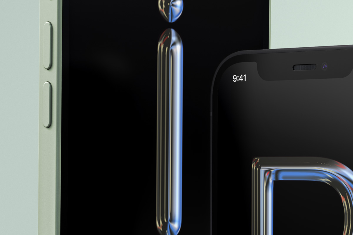 漂浮的苹果12手机APP设计提案UI样机模板 Gravity