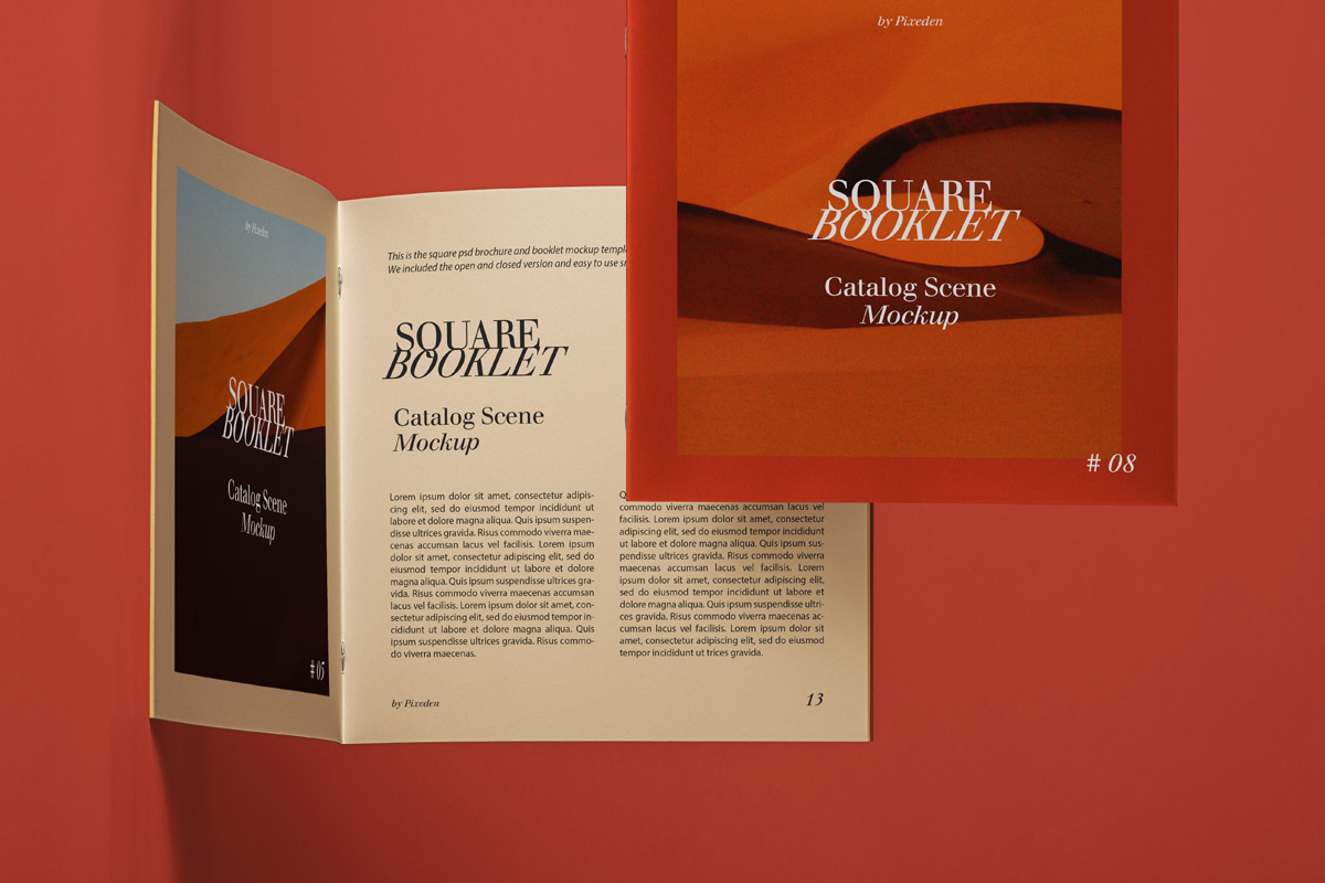 高品质方形小册子设计提案样机模板 Square Psd Ca